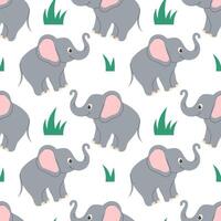 Seamless pattern with elephant on white background, child background vector