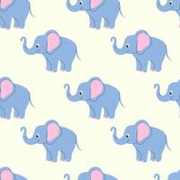 Seamless pattern with cute elephants on a light background vector