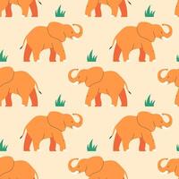 Seamless pattern with elephants in flat style vector