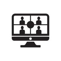 illustration of silhouette student attending virtual class on a computer vector