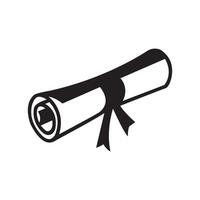 Graduation diploma scroll with ribbon in silhouette vector