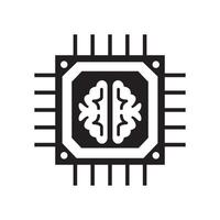 Artificial intelligence processor chip silhouette illustration vector