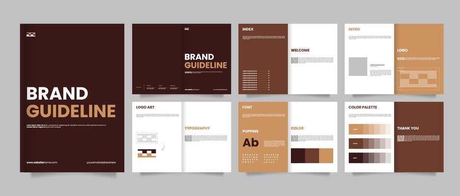 Brand guidelines template, Landscape brand identity presentation, Logotype guidelines template, Modern and clean design.