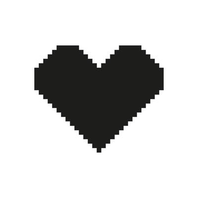Pixelated Black Heart Icon. Retro Gaming, Love, And Emotion Symbol. Nostalgic 8-Bit Design. Isolated Illustration