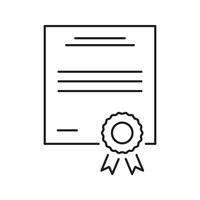Certificate With Ribbon Line Icon. Achievement, Recognition, And Award Symbol. Educational Qualification, Professional Certification, Accomplishment. Editable Stroke. Isolated Illustration vector