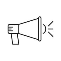 Megaphone Line Icon. Communication, Announcement, And Public Speaking Outline Symbol. Marketing And Promotion Tool. Editable Stroke. Isolated Illustration vector