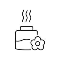 Aromatherapy Diffuser With Flower Line Icon. Essential Oil Diffusion And Relaxation Outline Symbol. Home Fragrance And Wellness. Editable Stroke. Isolated Illustration vector
