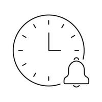 Clock With Bell Solid Icon. Time Management And Reminder Notification Outline Symbol. Alarm And Scheduling Concept. Editable Stroke. Isolated Illustration vector