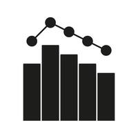 Bar Chart With Line Graph Solid Icon. Data Analysis, Financial Trends, And Business Performance Tracking Silhouette Symbol. Statistical Visualization. Isolated Illustration vector