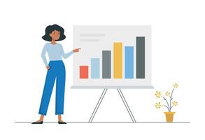 Illustration of Person Presenting Data on Chart on clean White Background vector