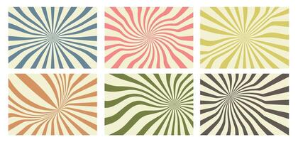 Set of retro texture in style of 60s, 80s, 70s. Horizontal Groovy arts. Trendy psychedelic backgrounds. Nostalgia for vintage time. illustration for advertising, banners, invitation vector