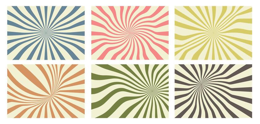 Set of retro texture in style of 60s, 80s, 70s. Horizontal Groovy arts. Trendy psychedelic backgrounds. Nostalgia for vintage time. illustration for advertising, banners, invitation