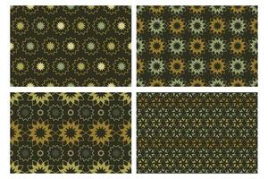 Eastern seamless pattern. Moroccan Texture of various horizontal colour rhombus, geometric shapes. Traditional oriental elements. Decorative eastern ornaments on black background. vector