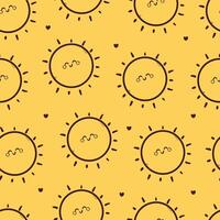 seamless pattern cartoon sun character in yellow background. cute pattern for wallpaper, gift wrap paper vector