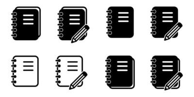 Notebook with pencil icon. Notepad with pencil icon. Notepad icons set. vector