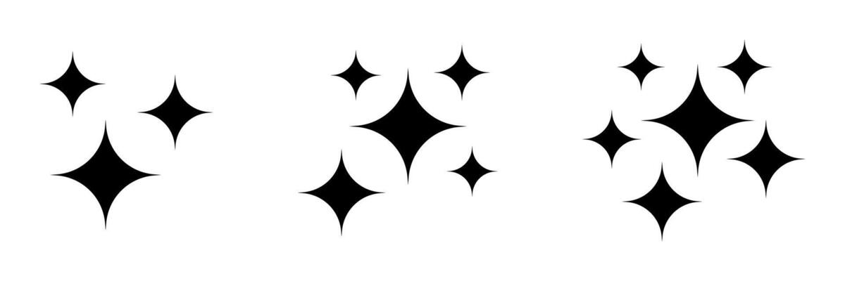 Star icons. Shine icons set. Twinkling stars. Symbols of sparkle, glint