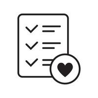 Wishlist icon in line style. Love letter, like document. Favorite list business concept. vector