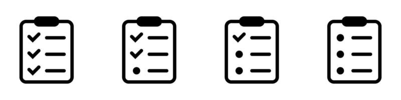 Checklist on clipboard icons set. vector