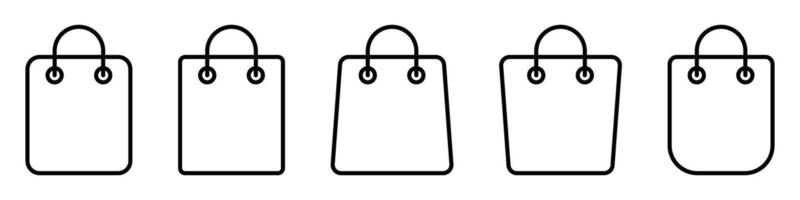 Paper bag line icons. Shopping bag line icon. vector