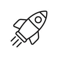 Rocket linear icon. Flying rocket line icon. vector