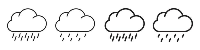 Rain line icon. Cloud rain icons set. Rain line icons for your web site design, logo, app, UI. Modern forecast storm sign. vector