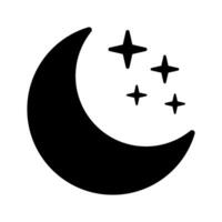 Crescent moon with stars icon. Crescent moon symbol. vector