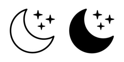 Night icon symbol. Crescent moon with stars icon. vector