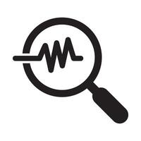 Analysis icon. Magnifying glass icon with pulse. vector