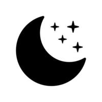 Night icon. Crescent moon with stars black icon. vector