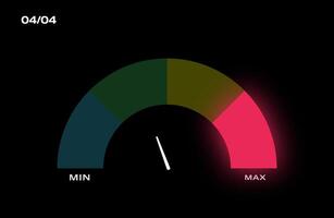 Neon Speedometer Dashboard Graphic. SciFi Performance Level Indicator. Futuristic Gauge Meter UI Element. vector