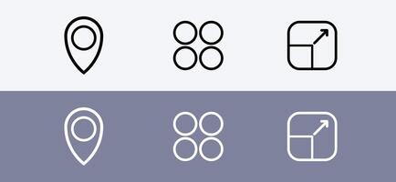 Basic icon pack - Location, dashboard and resize icon vector