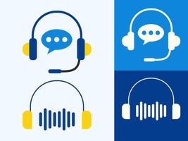 Communication Headset Symbols with Speech Bubble and Equalizer vector
