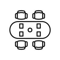 Oval meeting table icon with chairs around it vector