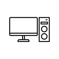 Desk computer icon with computer tower and monitor screen vector