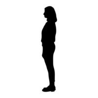 A silhouette of a woman standing in front of a white background vector
