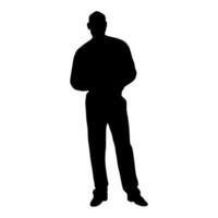 Silhouette of man standing in front of white background vector