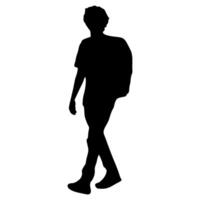A silhouette of a man with a backpack walking vector