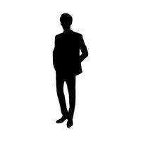 Silhouette of a man in a suit standing in front of a white background vector