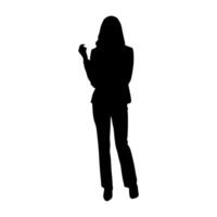 Silhouette of a woman standing with her hands in her pockets vector