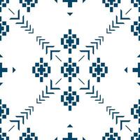 Geometric AztecInspired Tile Motif in Navy Blue ceramic tile pattern. vector