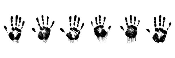 Black Handprint Patterns Set. Artistic Expression And Creativity Collection vector