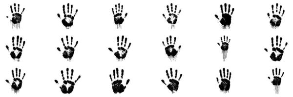 Black Handprint Patterns Set. Artistic Expression And Creativity Collection. vector