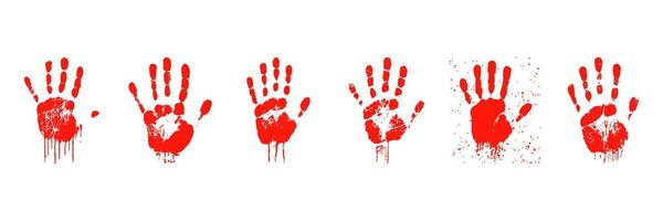 Red Handprint Variations Set. Artistic Expression And Creativity Collection. Isolated Illustration vector