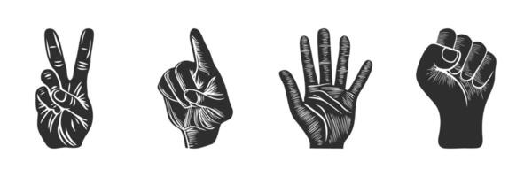 Hand Gesture Silhouette Set. Communication And Expression Through Hand Sign vector