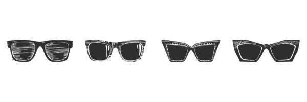 Sunglasses Silhouette Set. Fashionable Eyewear Styles For Summer And Style. Isolated Illustration Collection vector