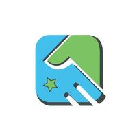 Unique handshake shake hands deal app logo design template with white background. vector