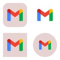 Gmail icon collection with red background on transparent background vector