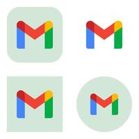 Gmail icon collection with green background on transparent background vector