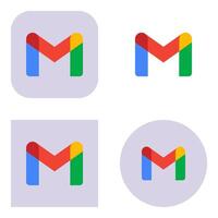 Gmail icon collection with purple background on transparent background vector