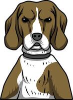 A cartoon dog with a collar on its neck vector